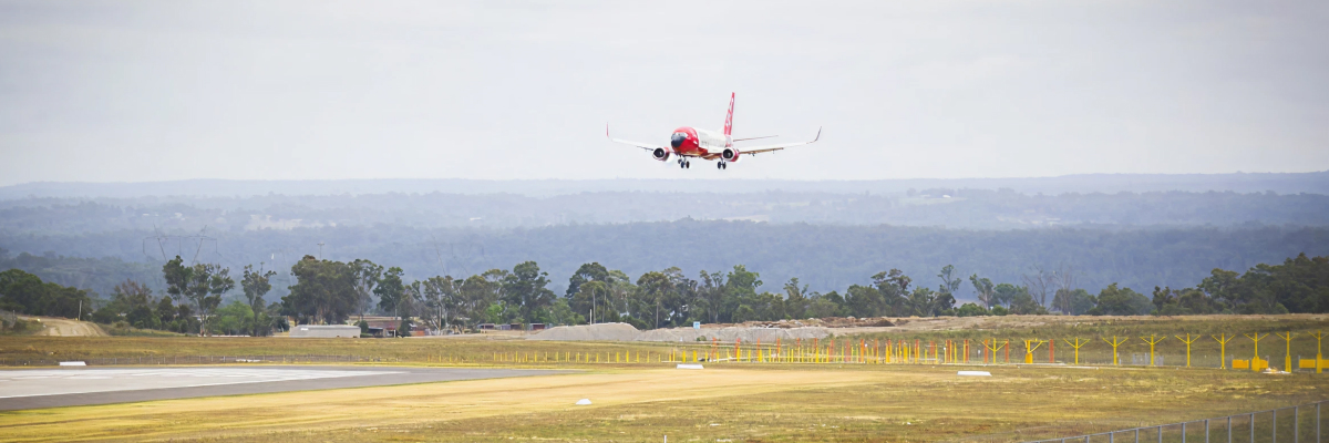 737 jet landing at Western Sydney International Airport