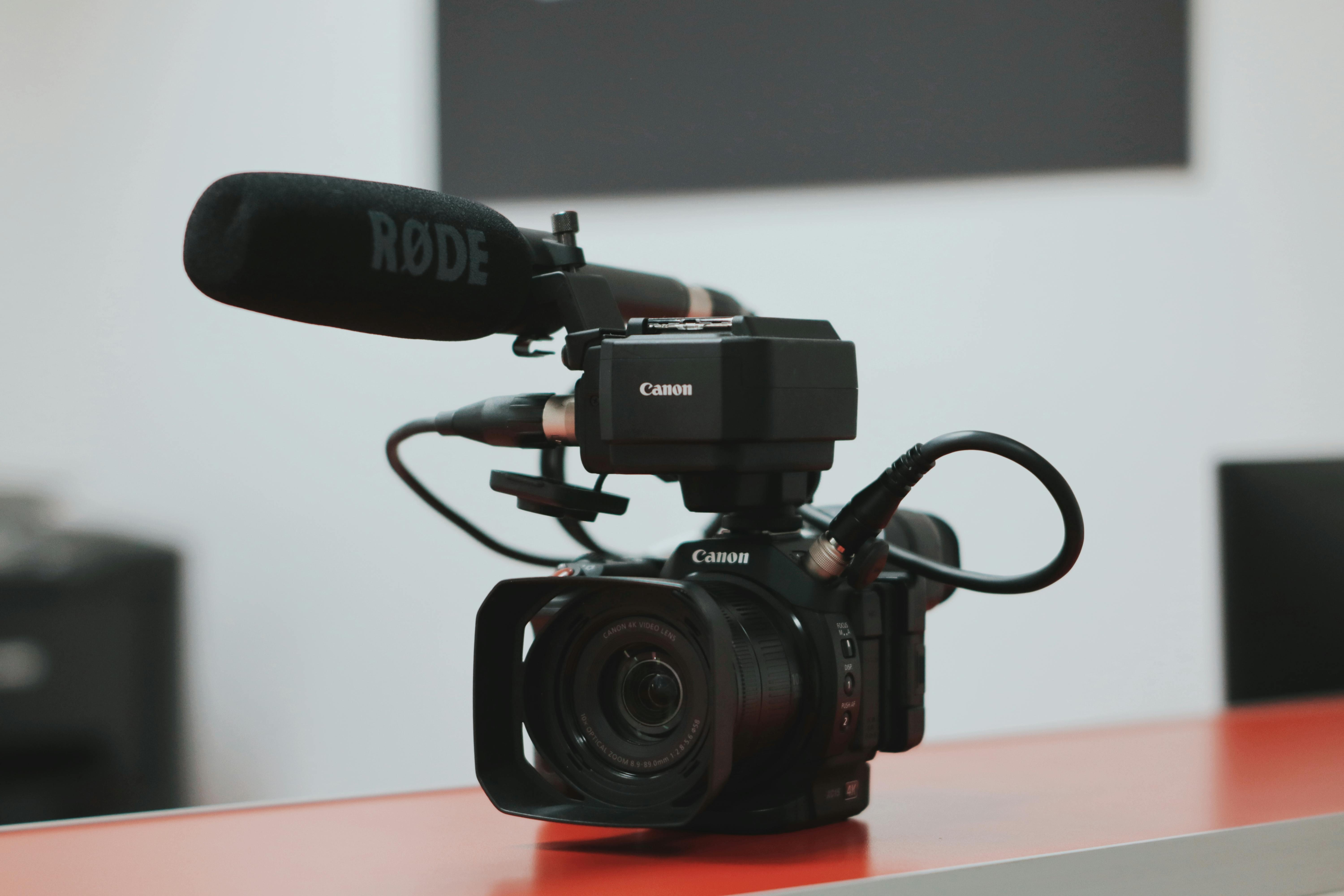 Professional camera with microphone