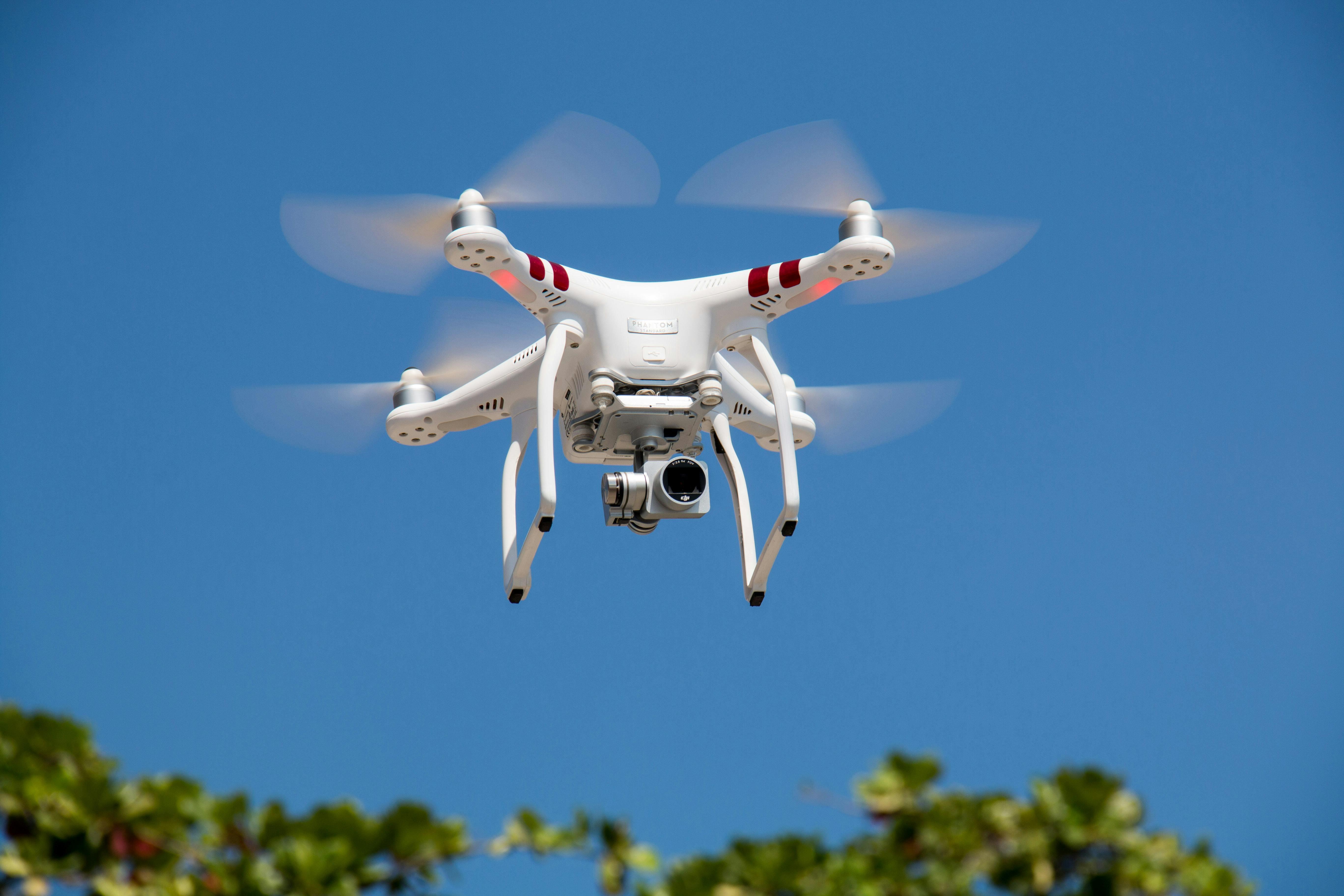 Drone flying outdoors in air